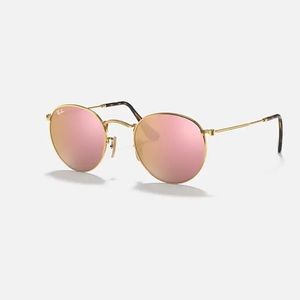 Ray Ban pink/gold flat round sunglasses like new